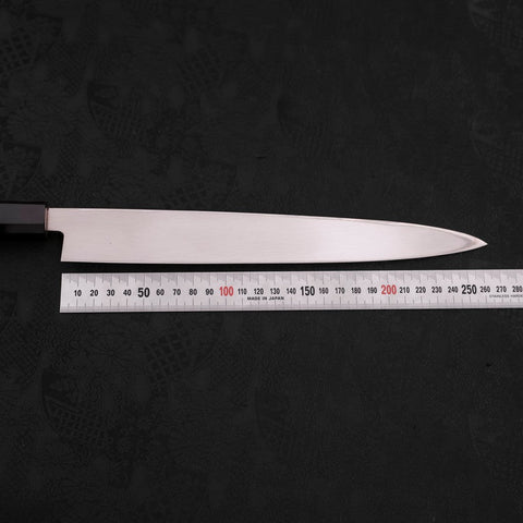 Yanagiba Left Hand AUS-10 Polished Buffalo Teak Handle 270mm (10.6”)-[Musashi]-[Japanese-Kitchen-Knives]