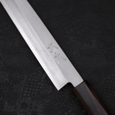 Yanagiba Left Hand AUS-10 Polished Ebony Handle 240mm (9.4”)-[Musashi]-[Japanese-Kitchen-Knives]