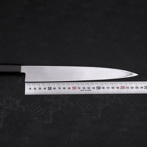Yanagiba Left Hand AUS-10 Polished Ebony Handle 240mm (9.4”)-[Musashi]-[Japanese-Kitchen-Knives]