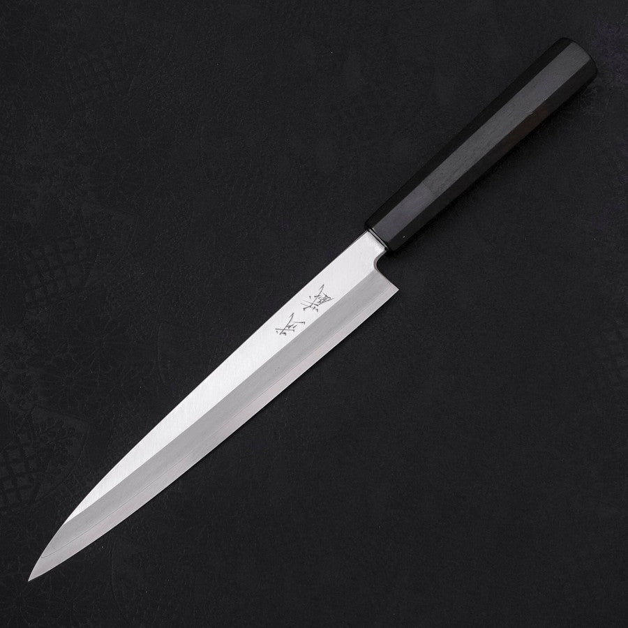 柳刃 片刃 左利き 銀紙3号 霞 黒檀水牛柄 210mm – MUSASHI