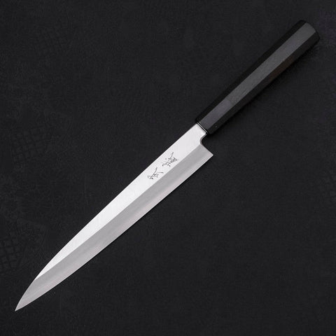 Yanagiba Left -Hand Silver Steel #3 Kasumi Buffalo Ebony Handle 210mm (8.3”)-[Musashi]-[Japanese-Kitchen-Knives]