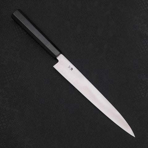 Yanagiba Left -Hand Silver Steel #3 Kasumi Buffalo Ebony Handle 210mm (8.3”)-[Musashi]-[Japanese-Kitchen-Knives]
