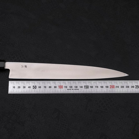 Yanagiba Left -Hand Silver Steel #3 Kasumi Buffalo Ebony Handle 240mm (9.4”)-[Musashi]-[Japanese-Kitchen-Knives]
