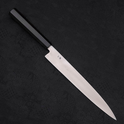 Yanagiba Left -Hand Silver Steel #3 Kasumi Buffalo Ebony Handle 240mm (9.4”)-[Musashi]-[Japanese-Kitchen-Knives]
