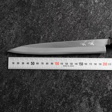 Yanagiba Left-Hand Silver Steel #3 Kasumi Buffalo Magnolia Handle 210mm (8.3”)-[Musashi]-[Japanese-Kitchen-Knives]