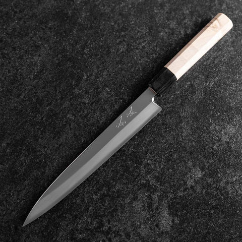 Yanagiba Left-Hand Silver Steel #3 Kasumi Buffalo Magnolia Handle 210mm-[Musashi]-[Japanese-Kitchen-Knives]