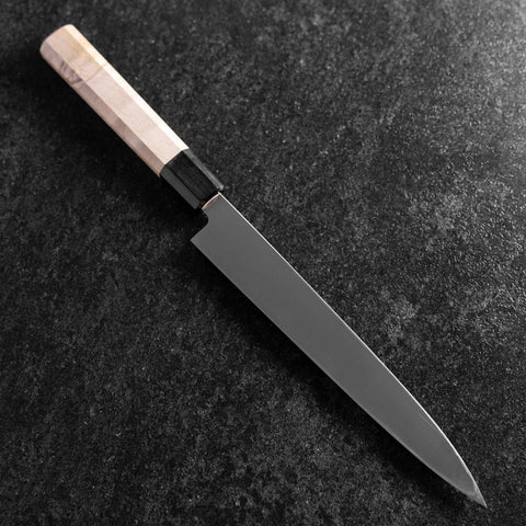 Yanagiba Left-Hand Silver Steel #3 Kasumi Buffalo Magnolia Handle 210mm-[Musashi]-[Japanese-Kitchen-Knives]