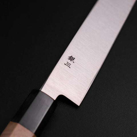 Yanagiba Left-Hand Silver Steel #3 Kasumi Buffalo Magnolia Handle 240mm-[Musashi]-[Japanese-Kitchen-Knives]