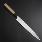 Yanagiba Left-Hand Silver Steel #3 Kasumi Buffalo Magnolia Handle 240mm-[Musashi]-[Japanese-Kitchen-Knives]