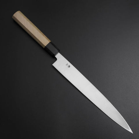 Yanagiba Left-Hand Silver Steel #3 Kasumi Buffalo Magnolia Handle 240mm-[Musashi]-[Japanese-Kitchen-Knives]