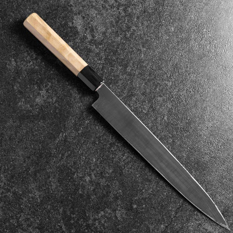 Yanagiba Left-Hand Silver Steel #3 Kasumi Buffalo Magnolia Handle 260mm-[Musashi]-[Japanese-Kitchen-Knives]