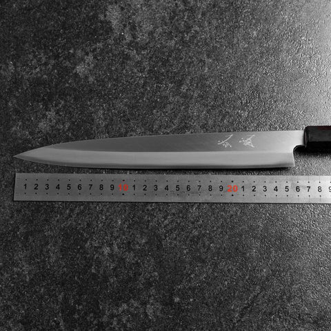 Yanagiba Left-Hand Silver Steel #3 Kasumi Buffalo Magnolia Handle 260mm-[Musashi]-[Japanese-Kitchen-Knives]