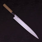 Yanagiba Left Hand White Steel #1 Buffalo Magnolia Handle 270mm (10.6”)-[Musashi]-[Japanese-Kitchen-Knives]