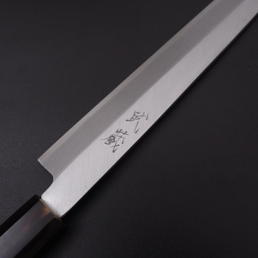 Yanagiba Left Hand White steel #2 Kasumi Buffalo Magnolia Handle 240mm-White steel #2-Kasumi-Japanese Handle-[Musashi]-[Japanese-Kitchen-Knives]