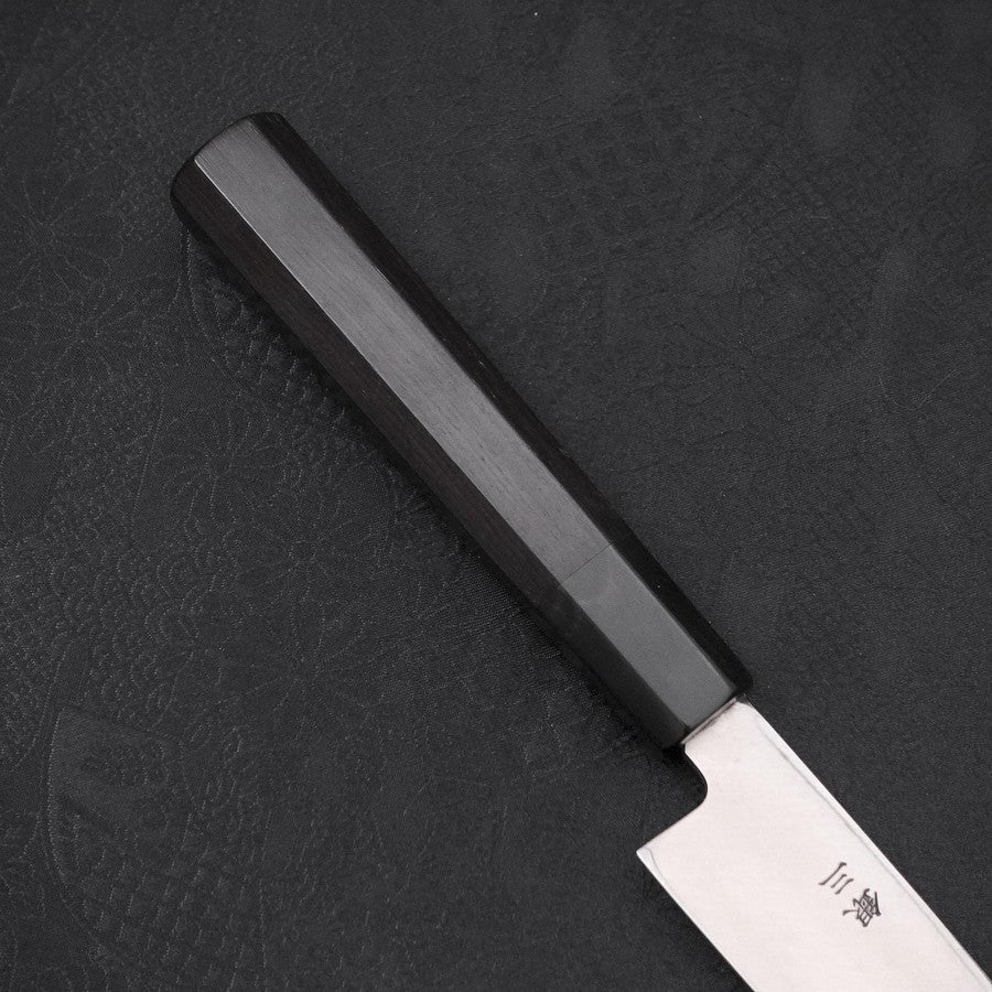 柳刃 片刃 左利き 銀紙3号 霞 黒檀水牛柄 210mm – MUSASHI
