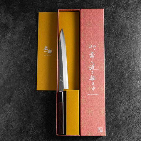 Yanagiba Silver Steel #3 Kasumi Buffalo Ebony Handle 200mm (7.9”)-[Musashi]-[Japanese-Kitchen-Knives]