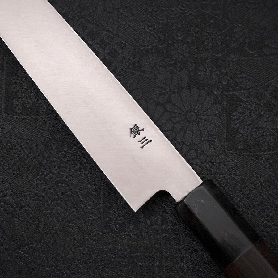 柳刃 片刃 銀紙3号 霞 黒檀水牛柄 210mm – MUSASHI