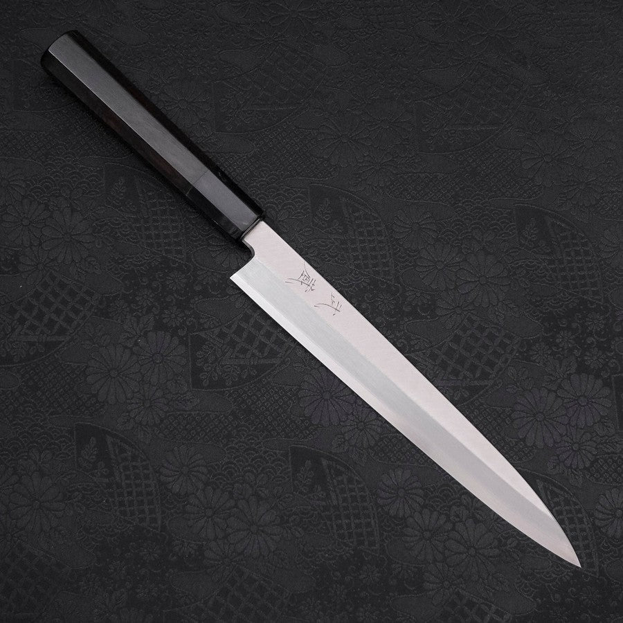 柳刃 片刃 銀紙3号 霞 黒檀水牛柄 210mm – MUSASHI