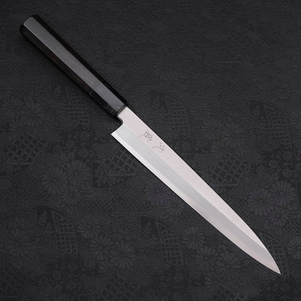 柳刃 片刃 銀紙3号 霞 黒檀水牛柄 210mm – MUSASHI