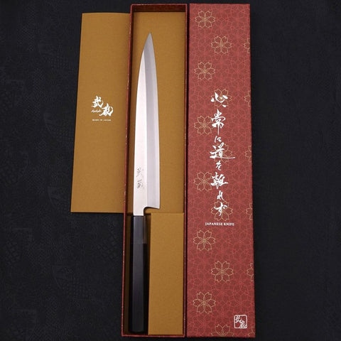 Yanagiba Silver Steel #3 Kasumi Buffalo Ebony Handle 240mm (9.4”)-[Musashi]-[Japanese-Kitchen-Knives]