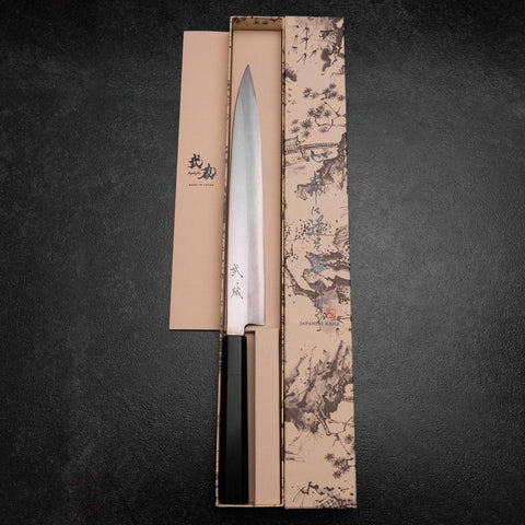 Yanagiba Silver Steel #3 Kasumi Buffalo Ebony Handle 260mm-[Musashi]-[Japanese-Kitchen-Knives]