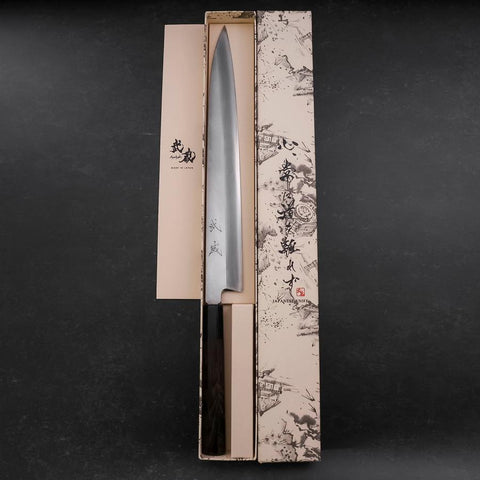 Yanagiba Silver Steel #3 Kasumi Buffalo Ebony Handle 300mm (11.8”)-[Musashi]-[Japanese-Kitchen-Knives]