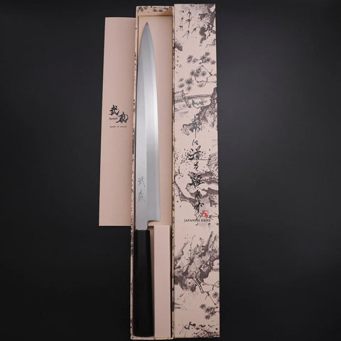 Yanagiba Silver Steel #3 Kasumi Buffalo Ebony Handle 300mm (11.8”)-[Musashi]-[Japanese-Kitchen-Knives]
