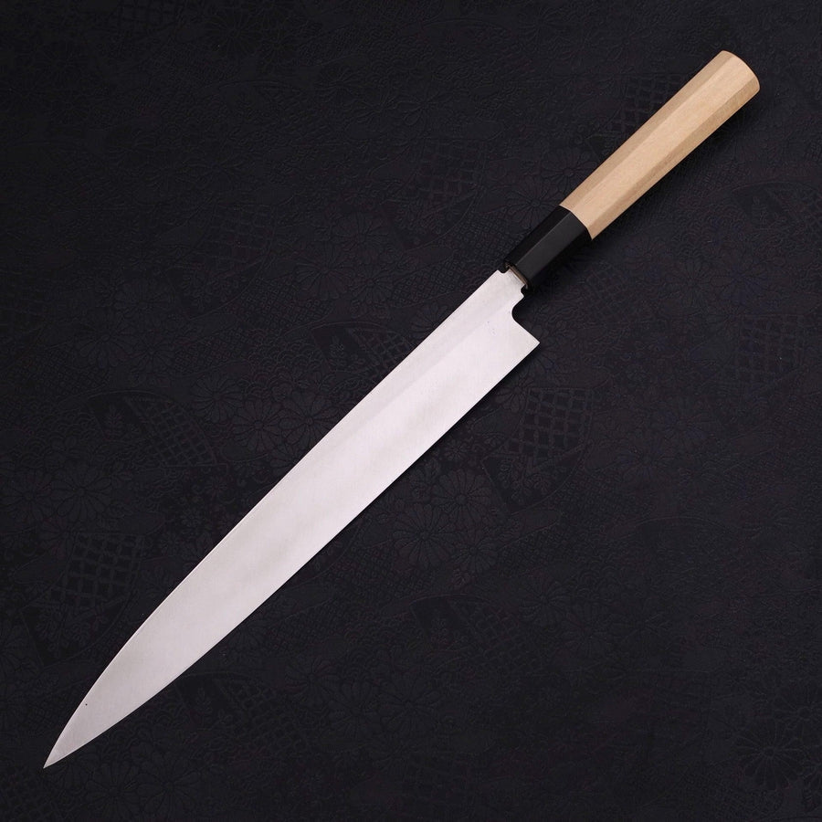 Yanagiba Silver Steel #3 Kasumi Buffalo Magnolia Handle 270mm-Silver steel #3-Polished-Japanese Handle-[Musashi]-[Japanese-Kitchen-Knives]