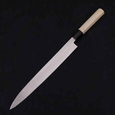 Yanagiba Silver Steel #3 Kasumi Buffalo Magnolia Handle 300mm-Silver steel #3-Polished-Japanese Handle-[Musashi]-[Japanese-Kitchen-Knives]