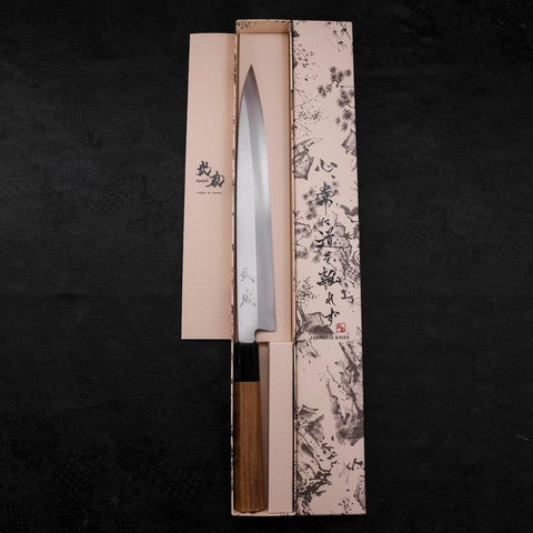 Yanagiba Silver Steel #3 Kasumi Buffalo Teak Handle 270mm (10.6”)-[Musashi]-[Japanese-Kitchen-Knives]