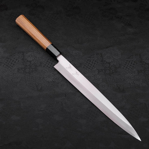 Yanagiba Silver Steel #3 Kasumi Buffalo Teak Handle 270mm (10.6”)-[Musashi]-[Japanese-Kitchen-Knives]