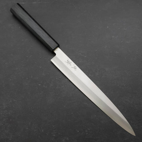 Yanagiba Silver Steel #3 Kasumi Dark Blue Urushi Handle 240mm (9.4”)-[Musashi]-[Japanese-Kitchen-Knives]