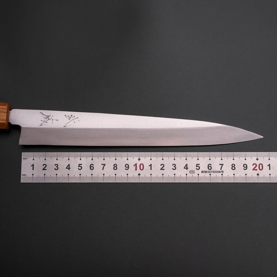 柳刃 片刃 銀紙3号 霞 水牛朴木柄 210mm – MUSASHI