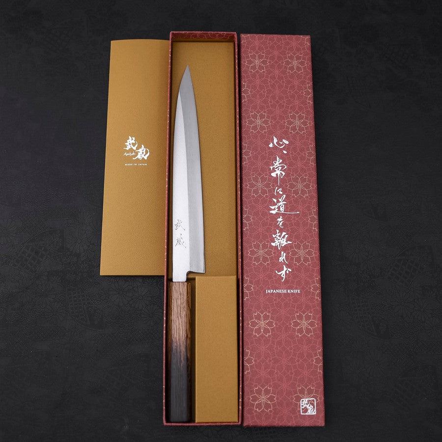 柳刃 片刃 銀紙3号 霞 焼漆柄 240mm – MUSASHI