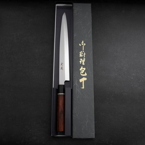 Yanagiba VG-10 Damascus Cherry Handle 270mm with Sheath (10.6”)-[Musashi]-[Japanese-Kitchen-Knives]
