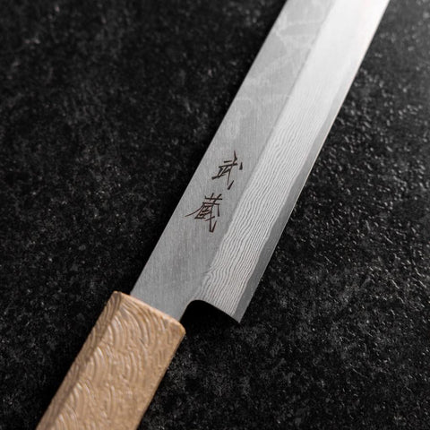 Yanagiba VG-10 Damascus White Urushi Handle 210mm-[Musashi]-[Japanese-Kitchen-Knives]