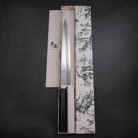 Yanagiba VG-10 Mirror Kasumi Shitan Ebony Handle 270mm (10.6”)-[Musashi]-[Japanese-Kitchen-Knives]