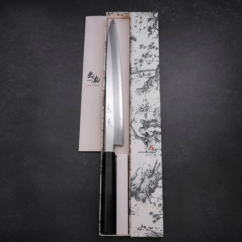 Yanagiba VG-10 Mirror Kasumi Shitan Ebony Handle 300mm (11.8”)-[Musashi]-[Japanese-Kitchen-Knives]
