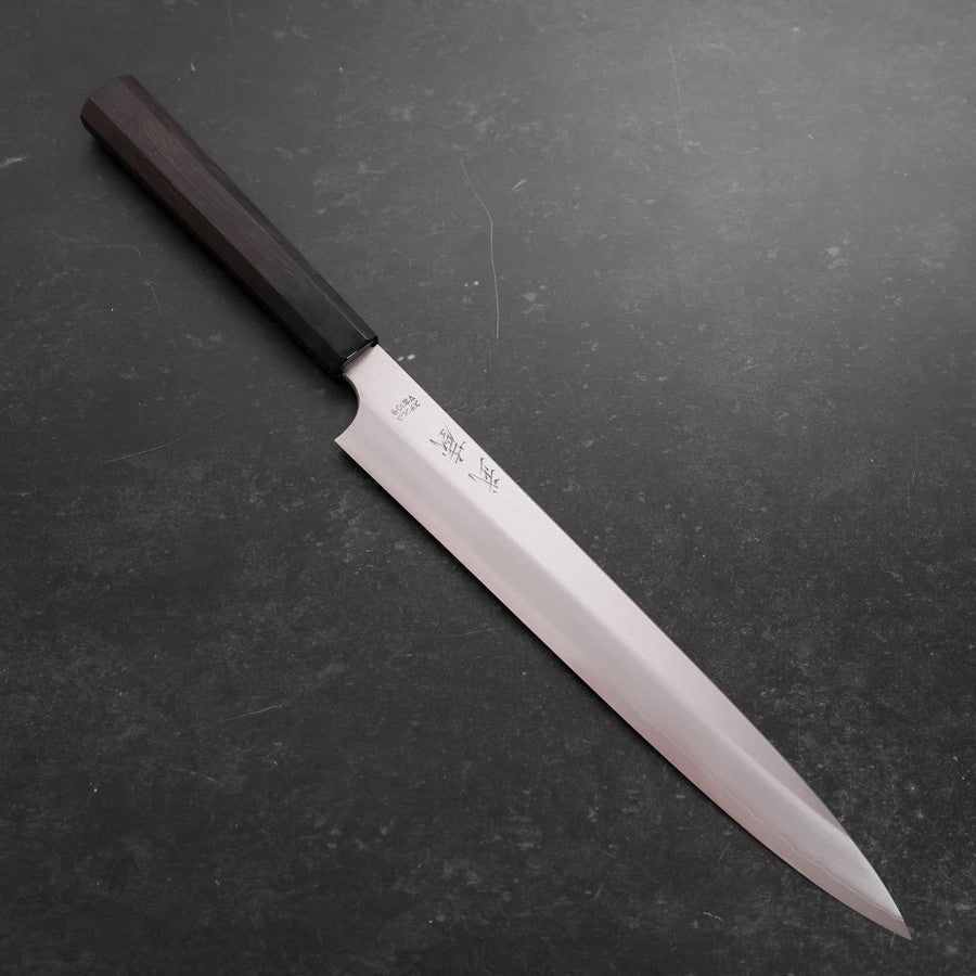 柳刃 片刃 銀紙3号 霞 黒檀水牛柄 270mm – MUSASHI