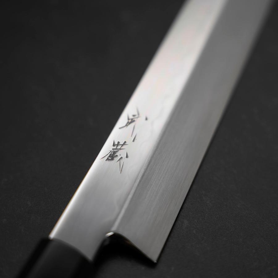 柳刃 白二水本焼 月富士 鏡面 黒檀水牛柄 270mm – MUSASHI