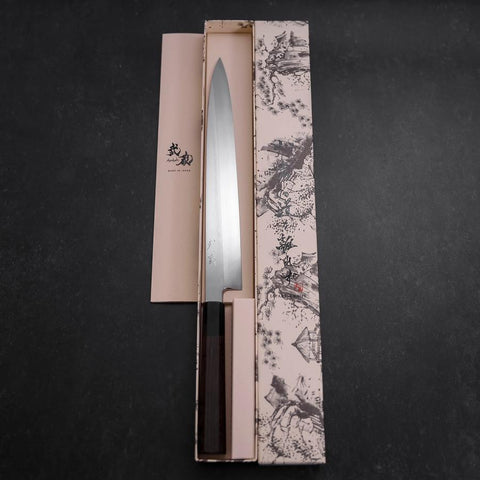 Yanagiba White Steel #2 Honyaki Buffalo Ebony Handle 270mm (10.6”)-[Musashi]-[Japanese-Kitchen-Knives]