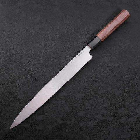 Yanagiba White Steel #2 Kasumi Buffalo Walnut Handle 270mm (10.6”)-[Musashi]-[Japanese-Kitchen-Knives]