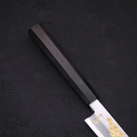 Yanagiba White Steel #2 Kasumi Chokin Sakura-Fuji Buffalo Ebony Handle 270mm (10.6”)-[Musashi]-[Japanese-Kitchen-Knives]