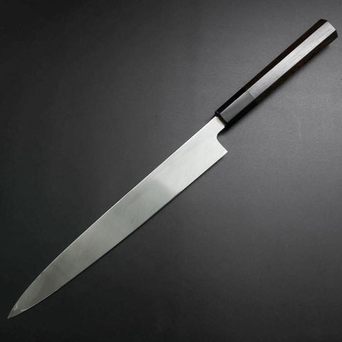 Yanagiba White Steel #2 Kasumi Silver Dragon Buffalo Ebony Handle 240mm (9.4”)-[Musashi]-[Japanese-Kitchen-Knives]