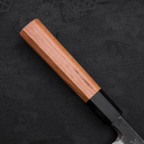 Yanagiba White Steel #2 Kurouchi Buffalo Teak Handle 225mm (8.8”)-[Musashi]-[Japanese-Kitchen-Knives]