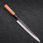 Yanagiba White Steel #2 Kurouchi Buffalo Teak Handle 225mm (8.8”)-[Musashi]-[Japanese-Kitchen-Knives]
