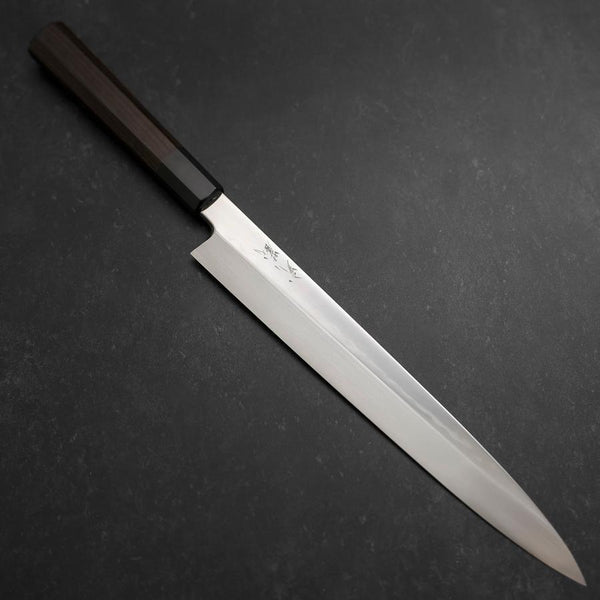 柳刃 白二水本焼 月富士 鏡面 黒檀水牛柄 270mm – MUSASHI