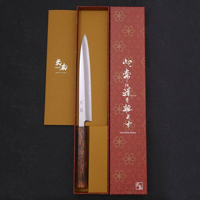 Yanagiba White steel #2 Kasumi Sumi Urushi Handle 210mm-White steel #2-Kasumi-Japanese Handle-[Musashi]-[Japanese-Kitchen-Knives]