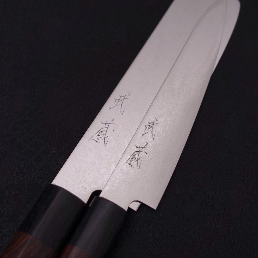 ZA-18 Nakiri/Petty Set Traditional Washi Gift Wrapping-Green-ZA-18-Damascus-Japanese Handle-[Musashi]-[Japanese-Kitchen-Knives]