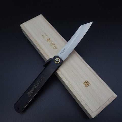 Damascus Black Higonokami Aogami 120mm (4.7”)-[Musashi]-[Japanese-Kitchen-Knives]